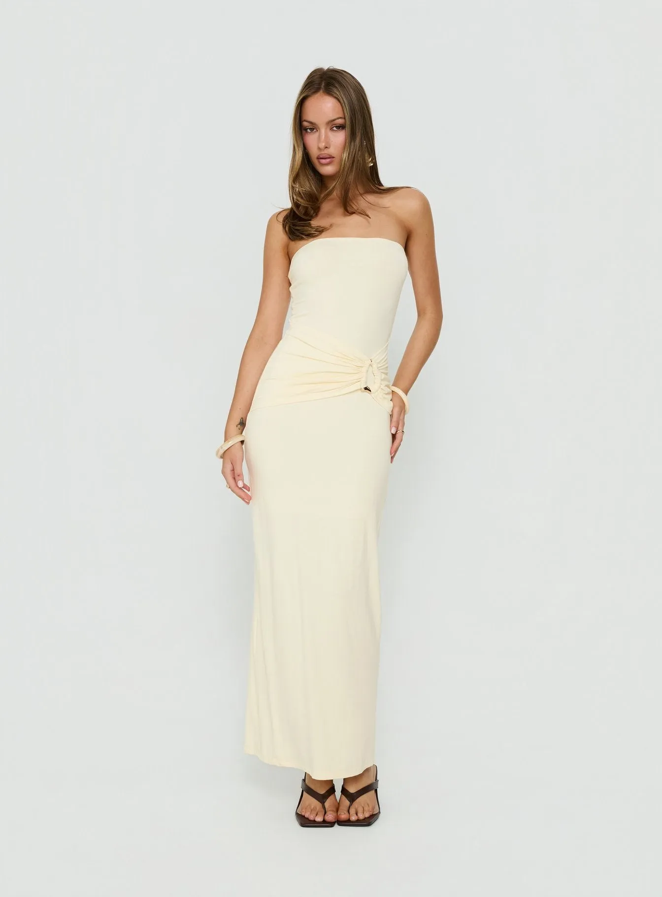 Signature Move Strapless Maxi Dress Butter Yellow sold by Princess Polly product image thumbnail 2