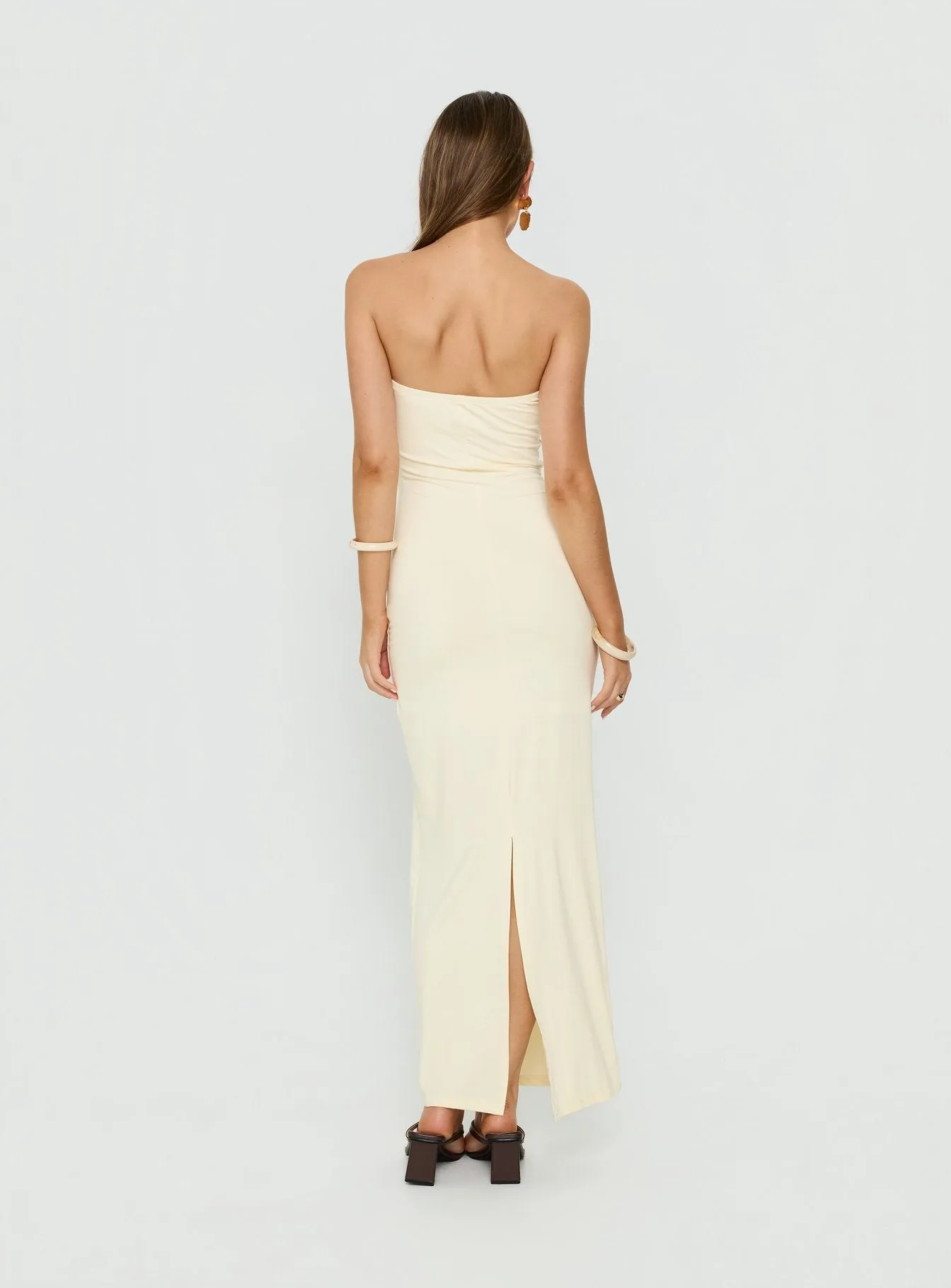 Signature Move Strapless Maxi Dress Butter Yellow sold by Princess Polly product image thumbnail 4