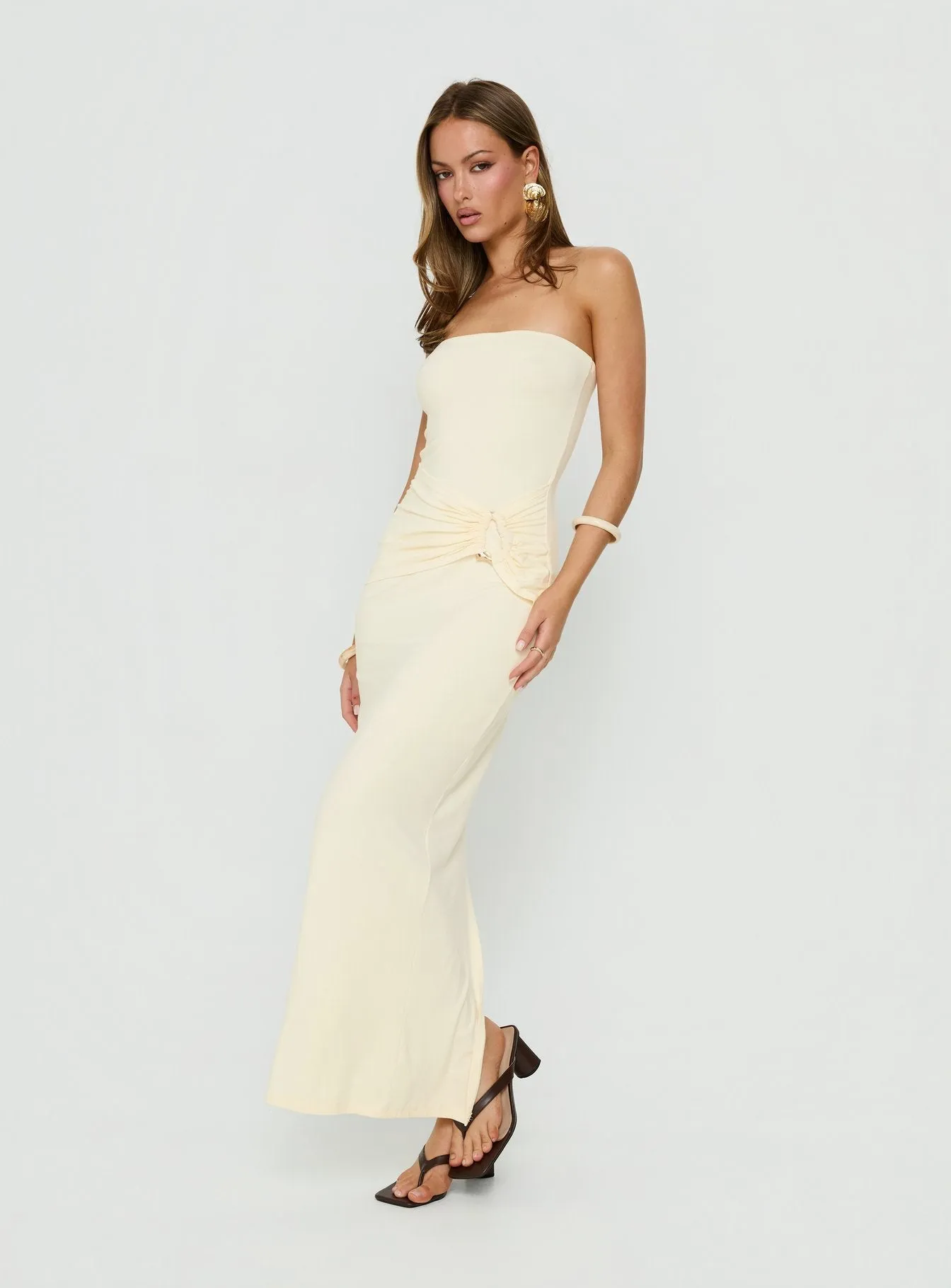 Signature Move Strapless Maxi Dress Butter Yellow sold by Princess Polly product image thumbnail 3