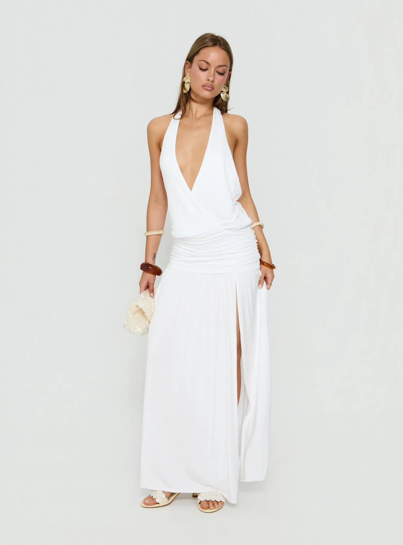 Casanova Halter Wrap Maxi Dress White sold by Princess Polly product image thumbnail 3