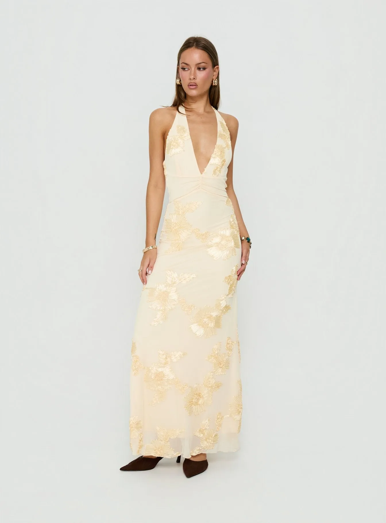 Rousseau Halter Maxi Dress Yellow sold by Princess Polly product image thumbnail 2