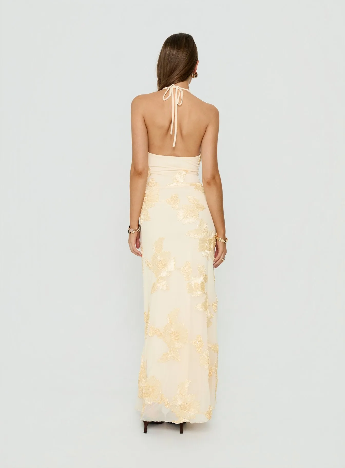 Rousseau Halter Maxi Dress Yellow sold by Princess Polly product image thumbnail 4