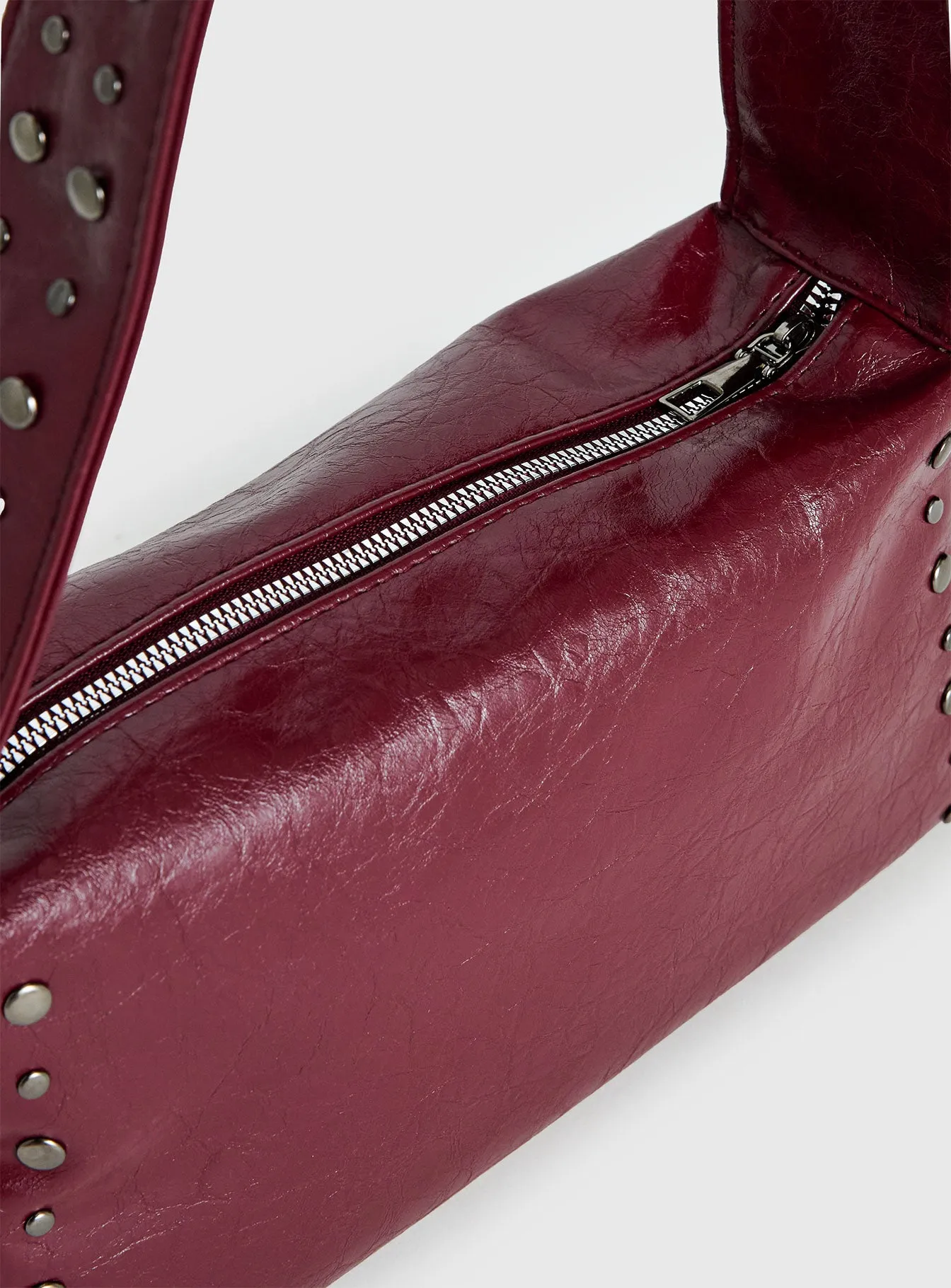 Kaiser Stud Detail Shoulder Bag Burgundy sold by Princess Polly product image thumbnail 5