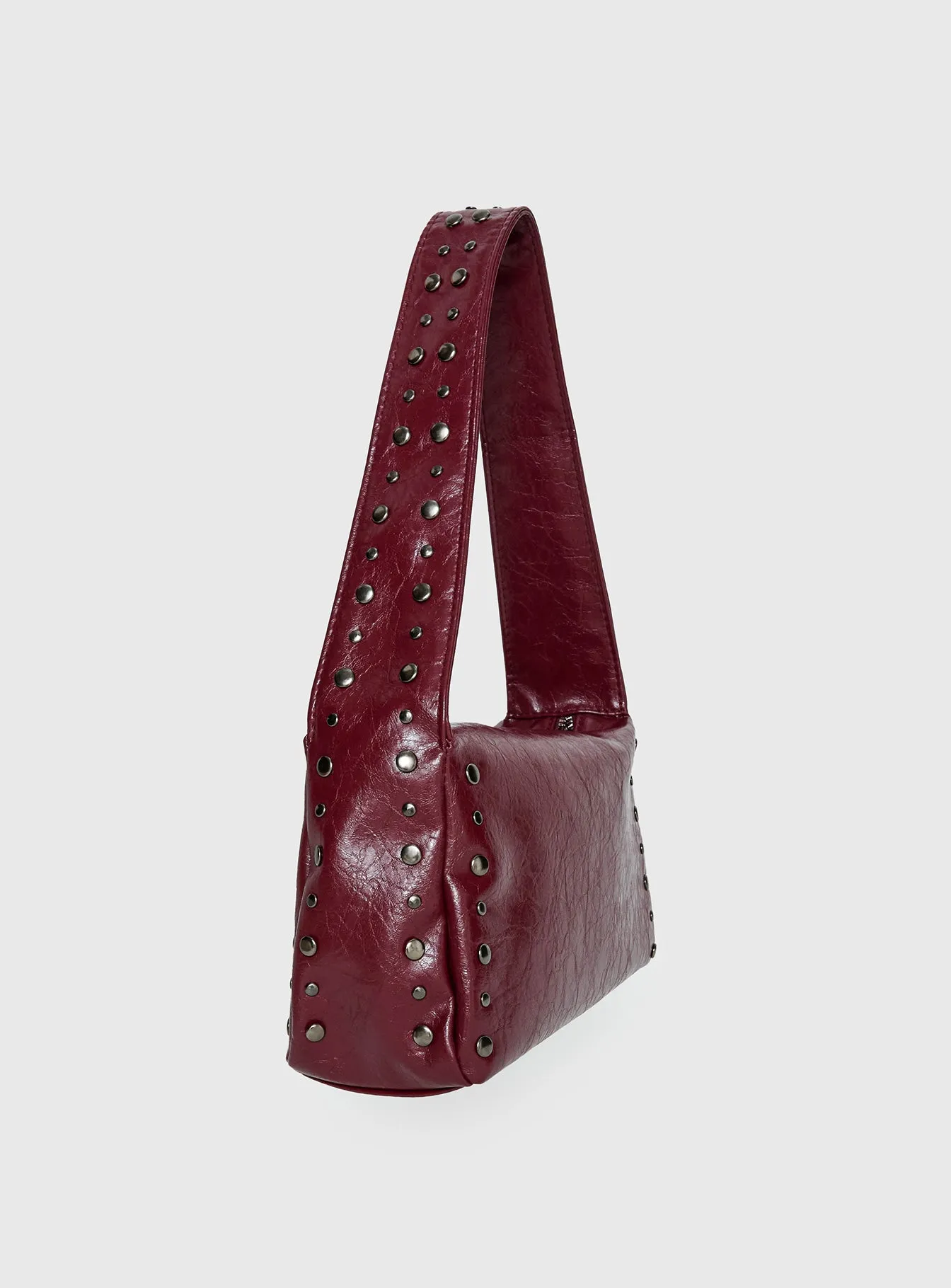 Kaiser Stud Detail Shoulder Bag Burgundy sold by Princess Polly product image thumbnail 3