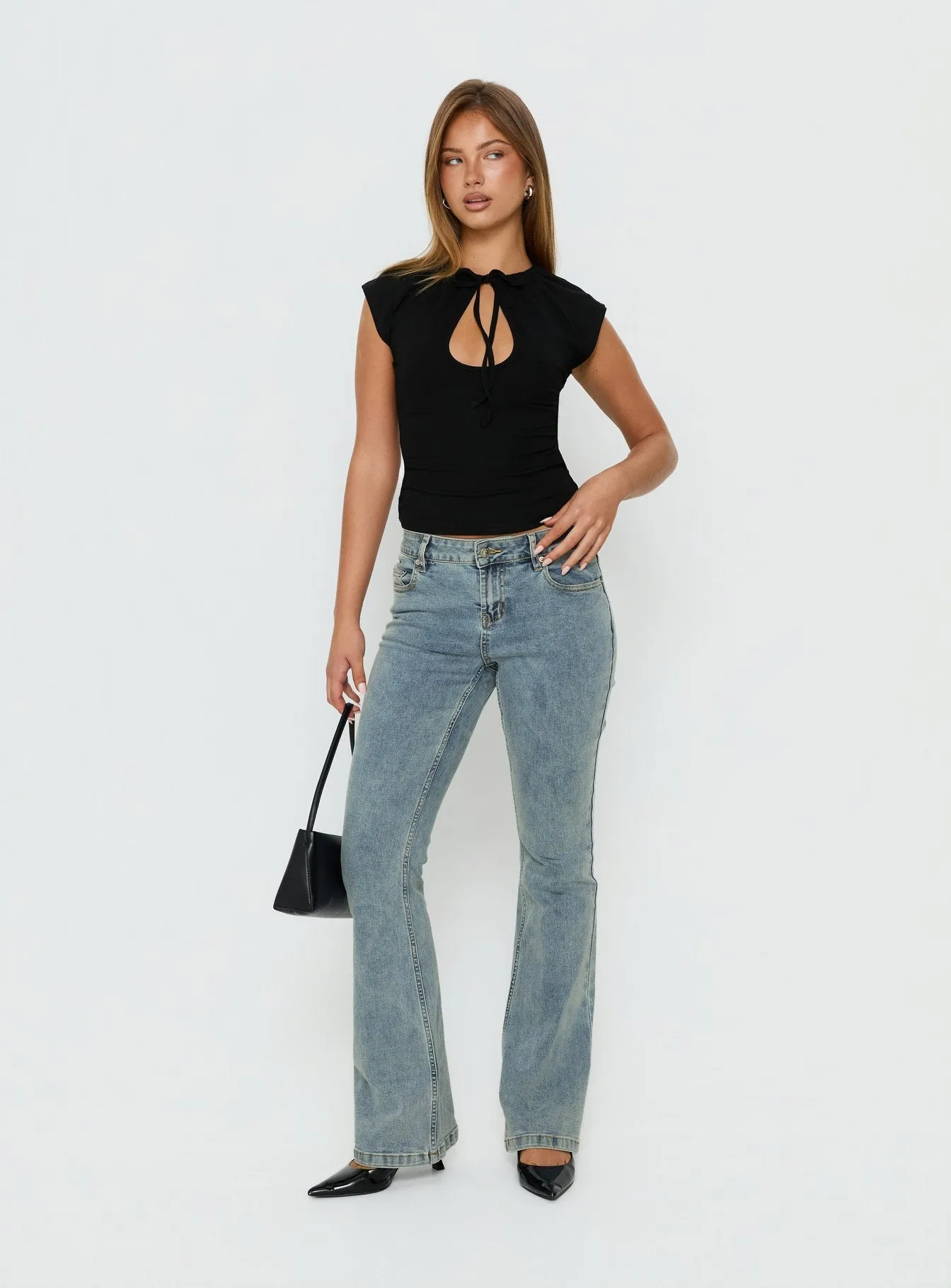 Delectable Tie Detail Short Sleeve Top Black sold by Princess Polly product image thumbnail 3
