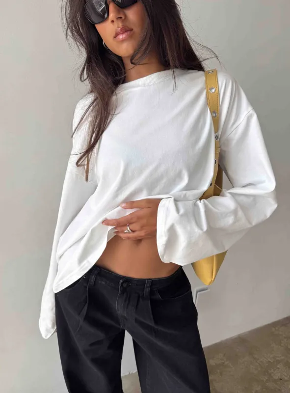 Settle Down Long Sleeve Top White made by Princess Polly