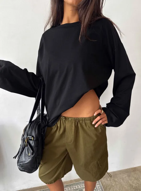 Settle Down Long Sleeve Top Black made by Princess Polly
