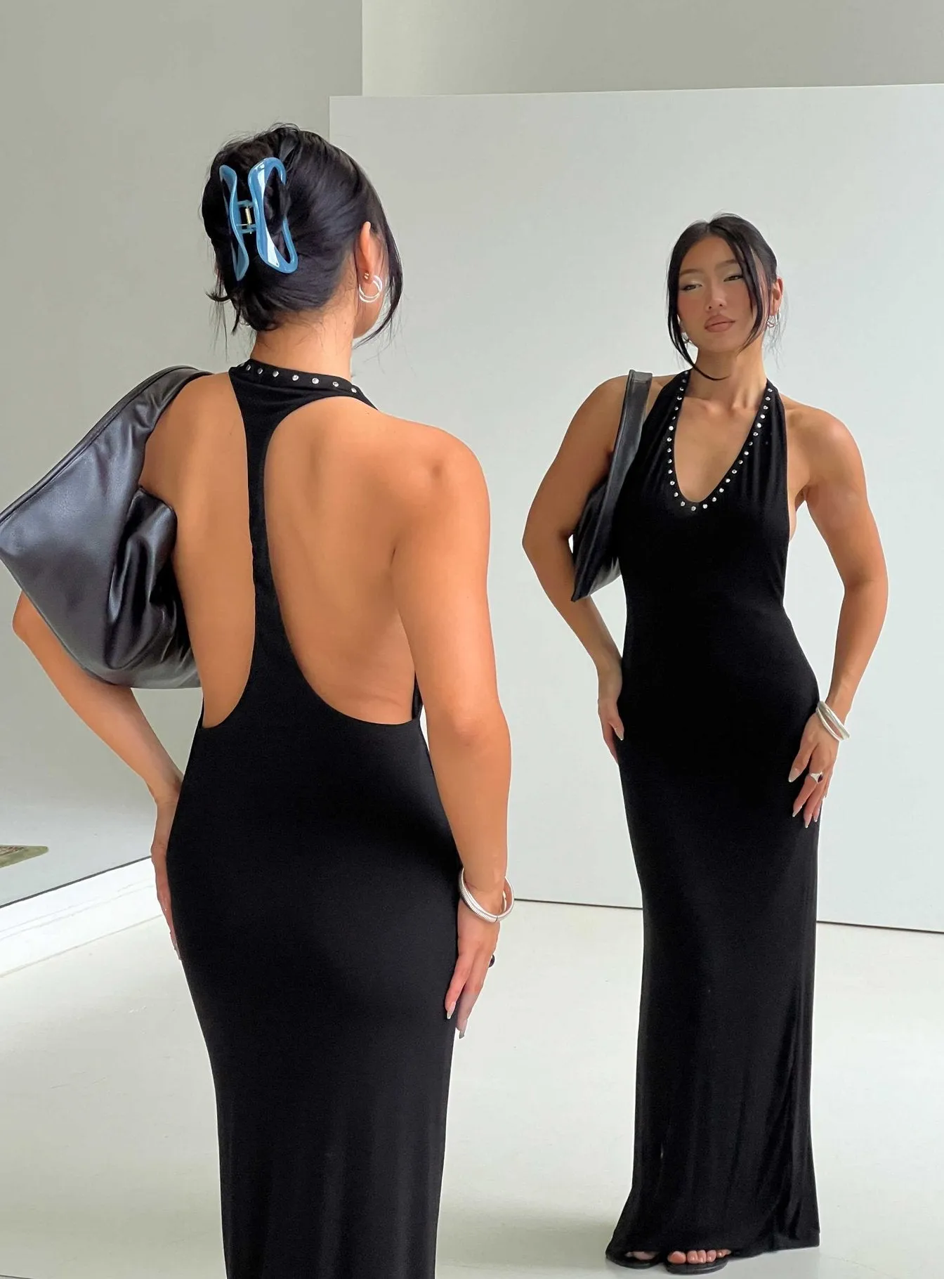 Ascenza Studded Racerback Maxi Dress Black sold by Princess Polly