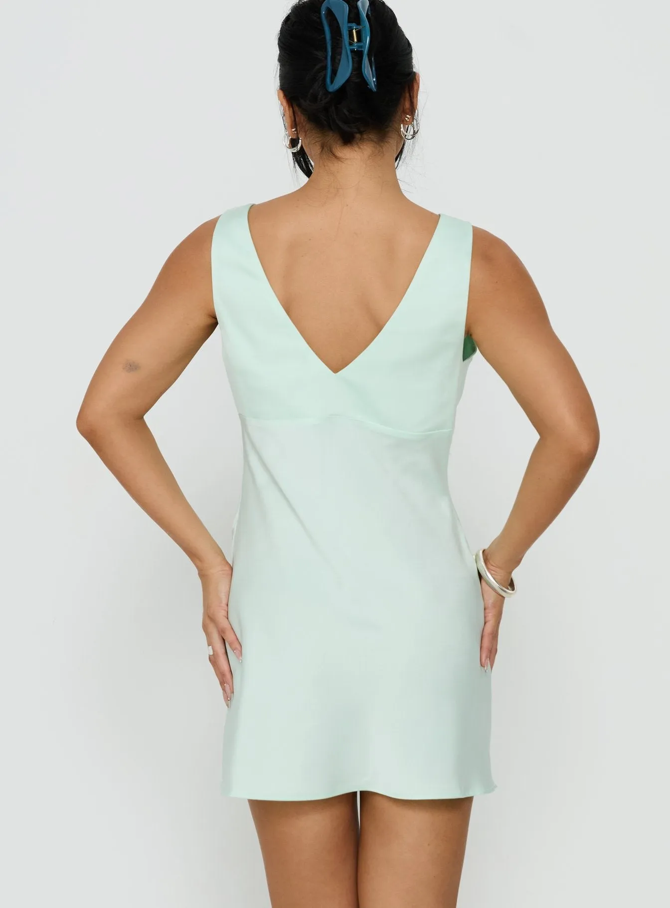 Laurelia Lace V Neck Mini Dress Jelly Mint sold by Princess Polly product image thumbnail 4