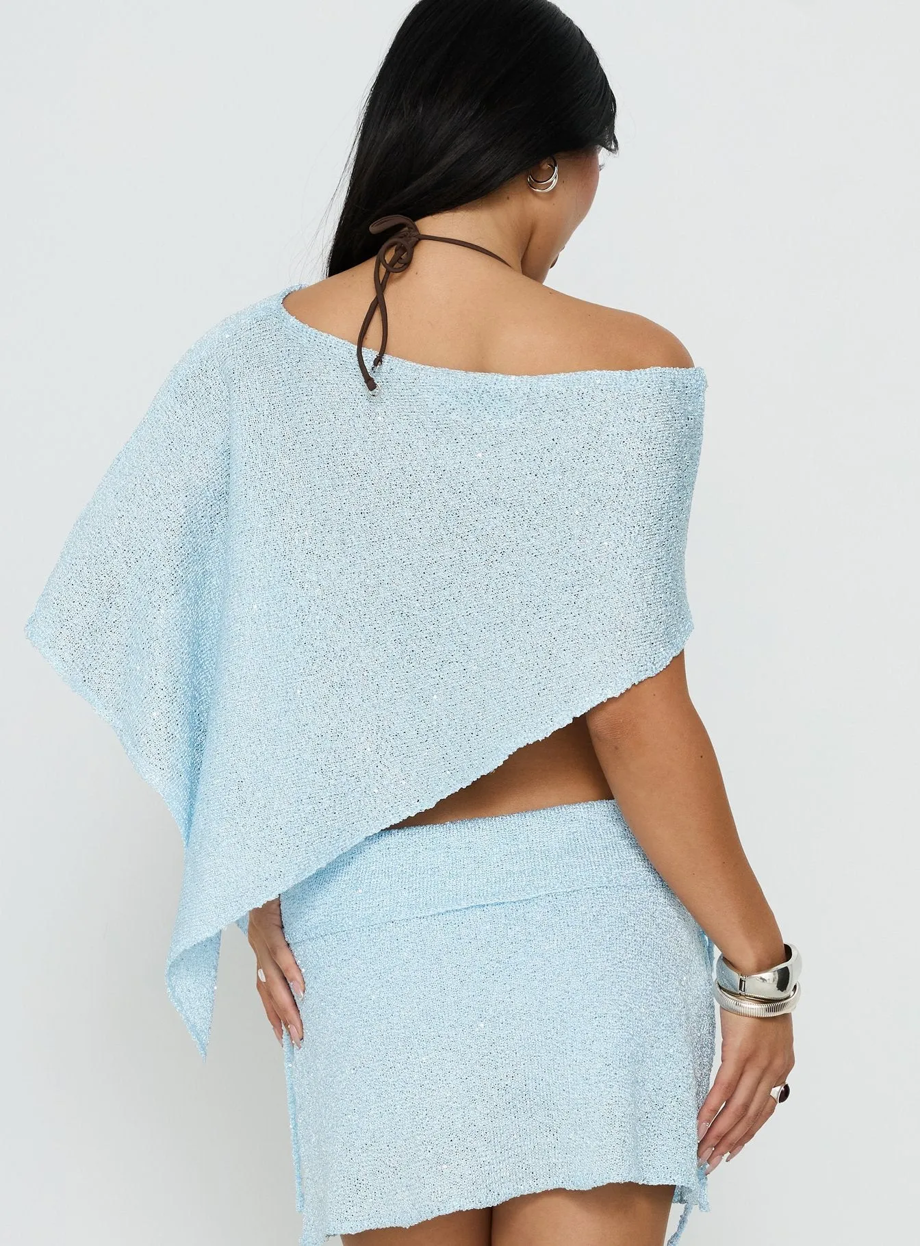 Shalva Knit Sequin Poncho Blue sold by Princess Polly product image thumbnail 4