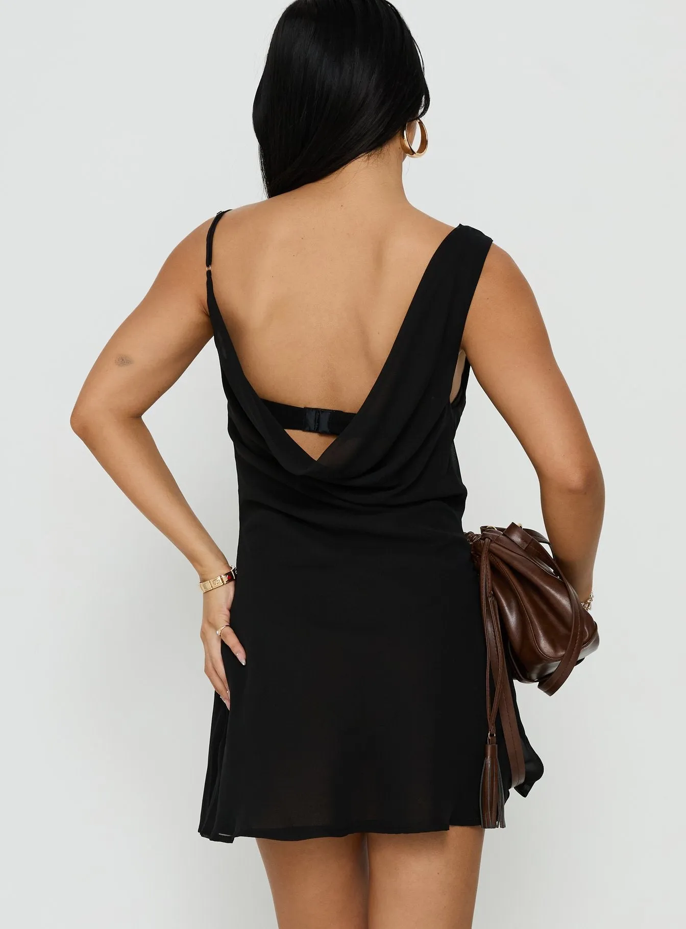 Adelayde Cowl Neck Bra Mini Dress Black sold by Princess Polly product image thumbnail 5