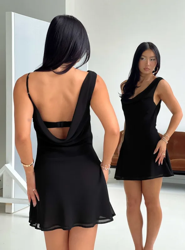 Adelayde Cowl Neck Bra Mini Dress Black made by Princess Polly