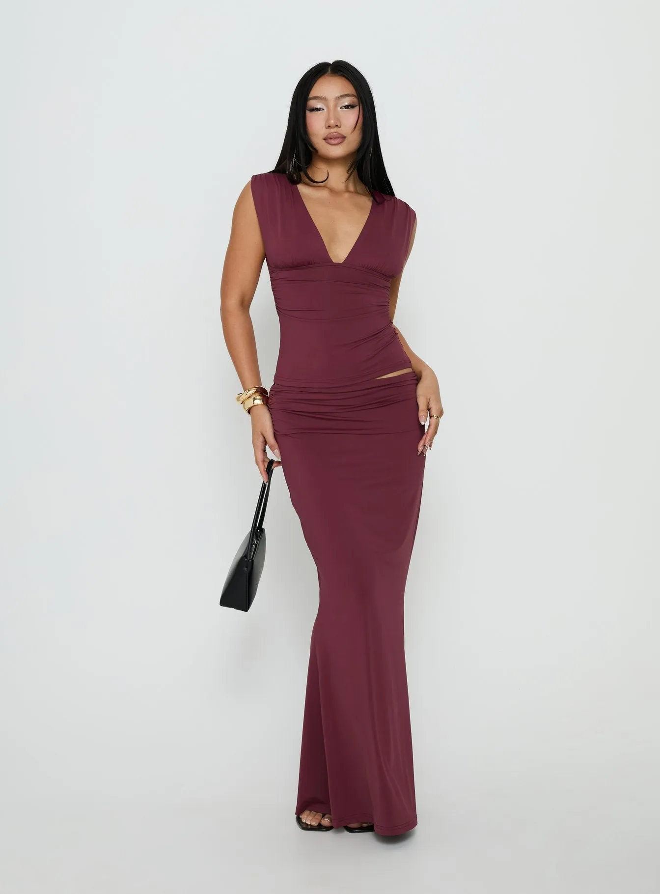 Liorah Foldover Waist Maxi Skirt Red sold by Princess Polly product image thumbnail 3