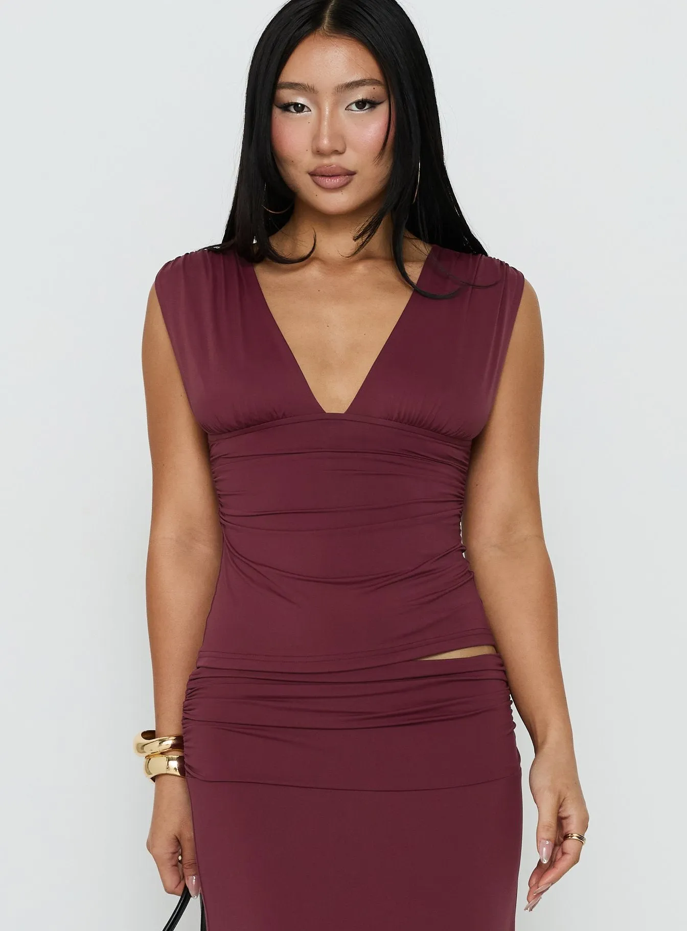 Liorah Thick Strap Plunge Neck Top Red sold by Princess Polly product image thumbnail 2