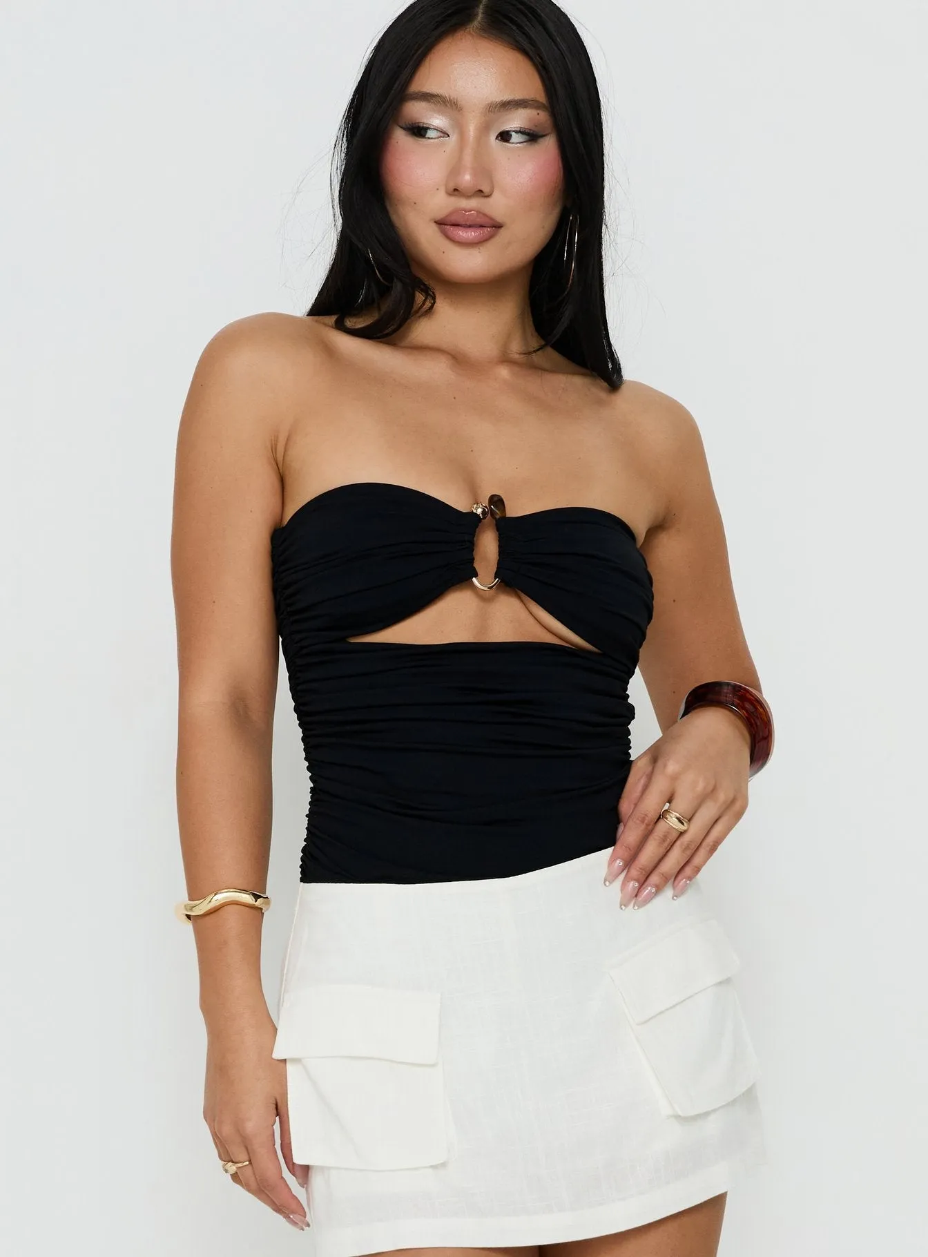 See Me Soon Strapless Hardware Detail Bodysuit Black sold by Princess Polly product image thumbnail 2