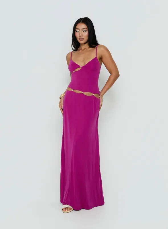 Allspice Beaded Maxi Dress Plum made by Princess Polly