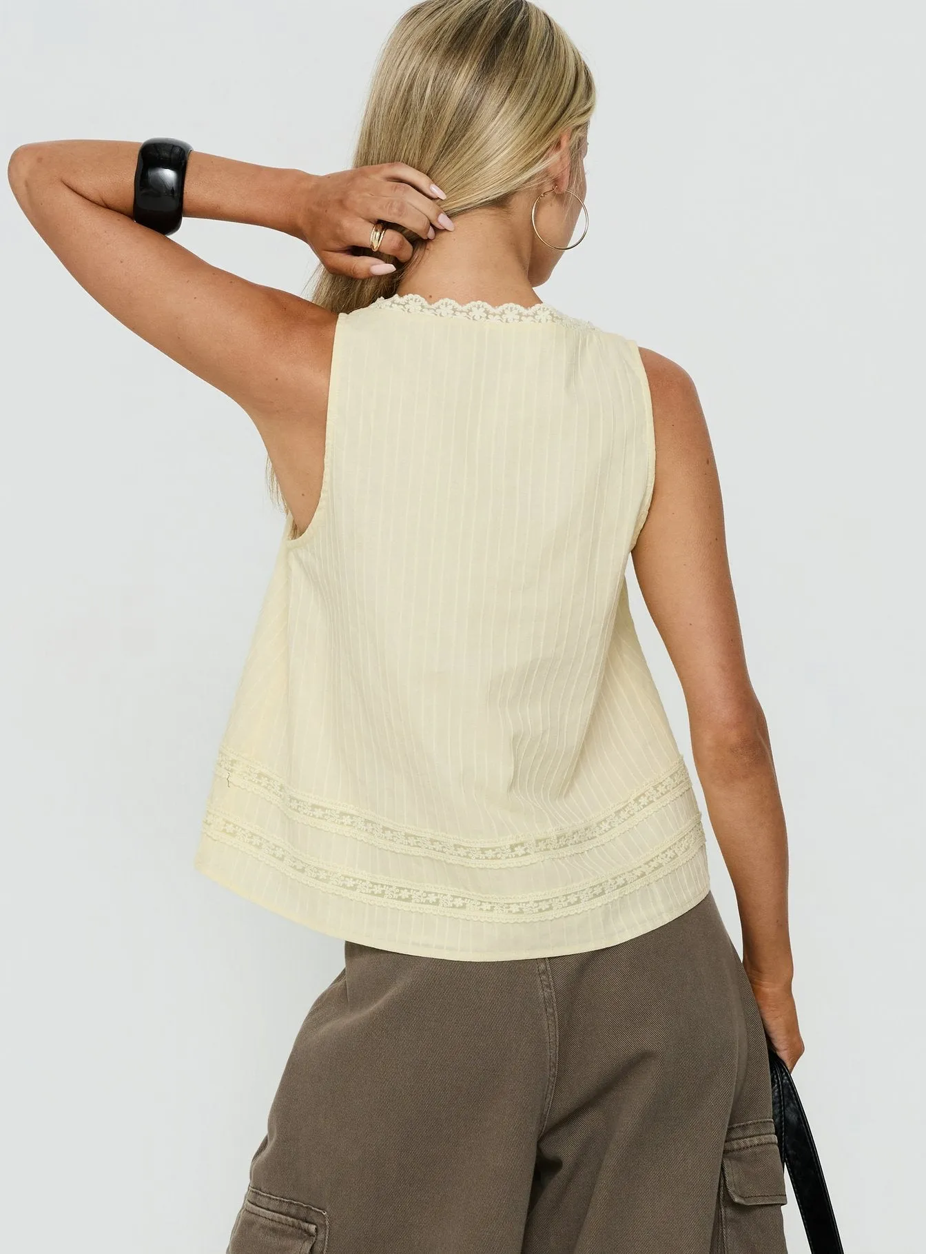 Alanah Lace Trim Top Lemon sold by Princess Polly product image thumbnail 5