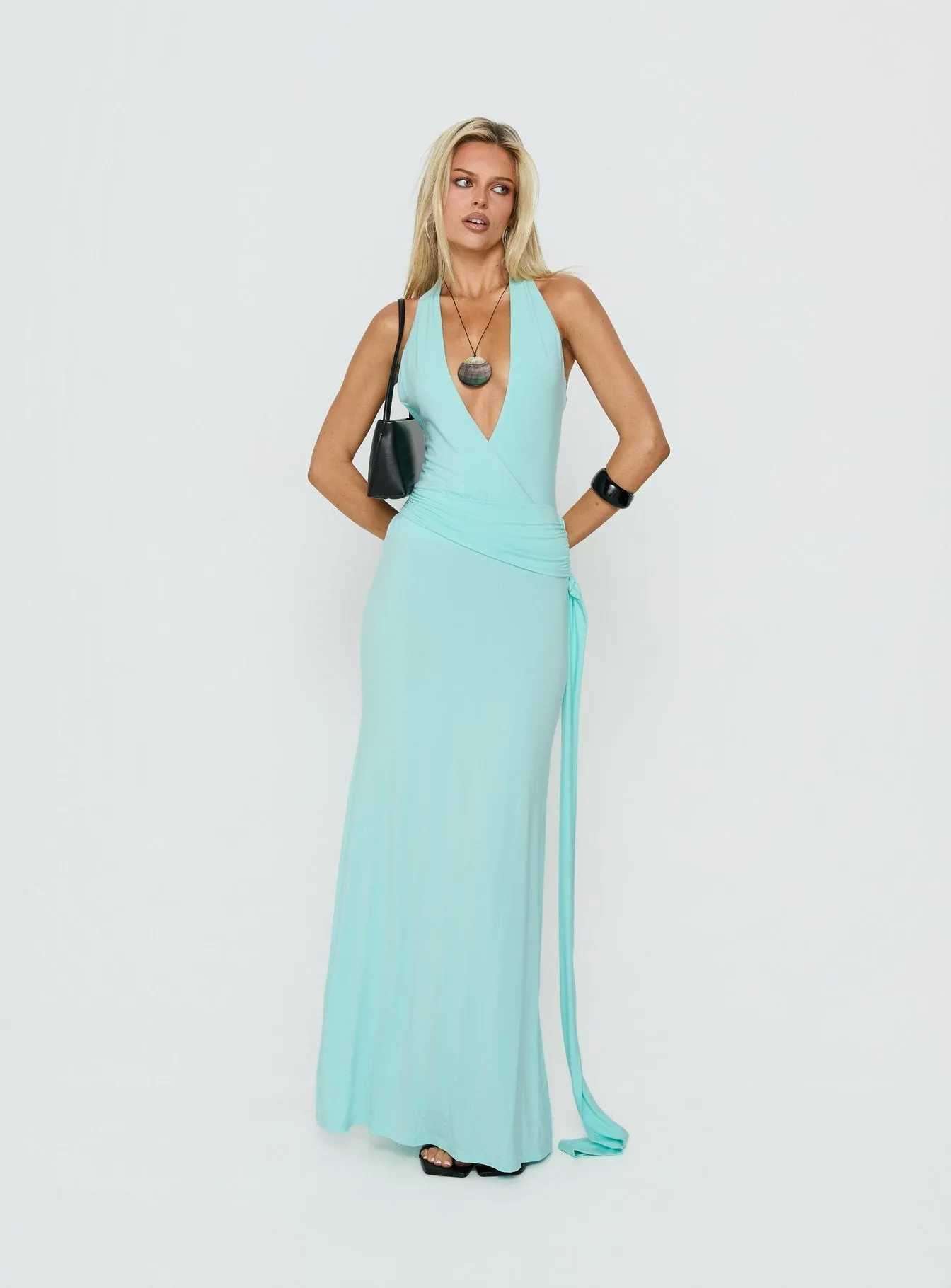 So Major Draped A-Line Maxi Dress Blue sold by Princess Polly product image thumbnail 2