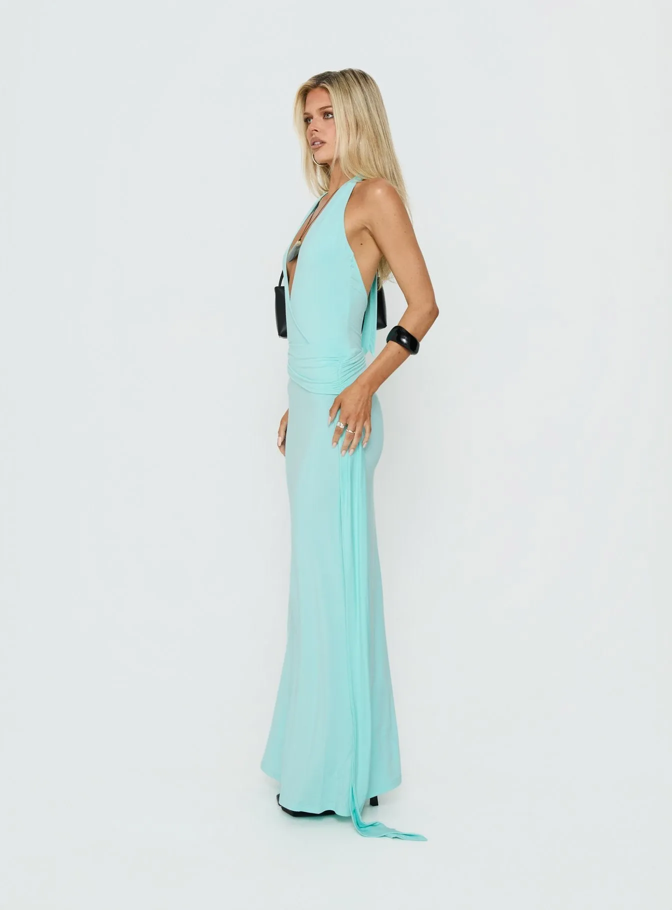 So Major Draped A-Line Maxi Dress Blue sold by Princess Polly product image thumbnail 4