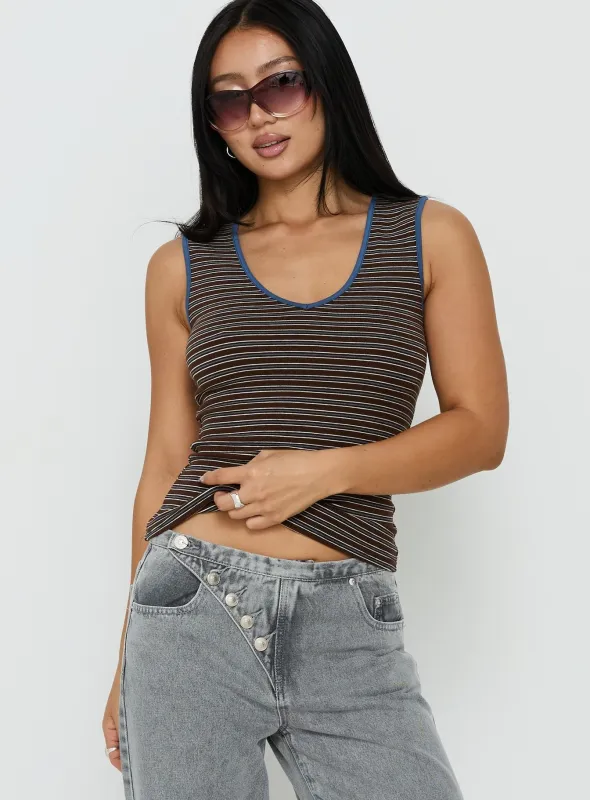 Truce V Neck Tank Top Multi Stripe made by Princess Polly