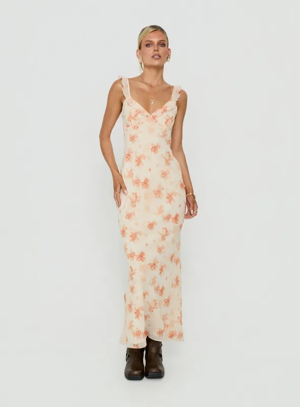 Aymi Frill Bust Detail Maxi Dress Multi Floral made by Princess Polly
