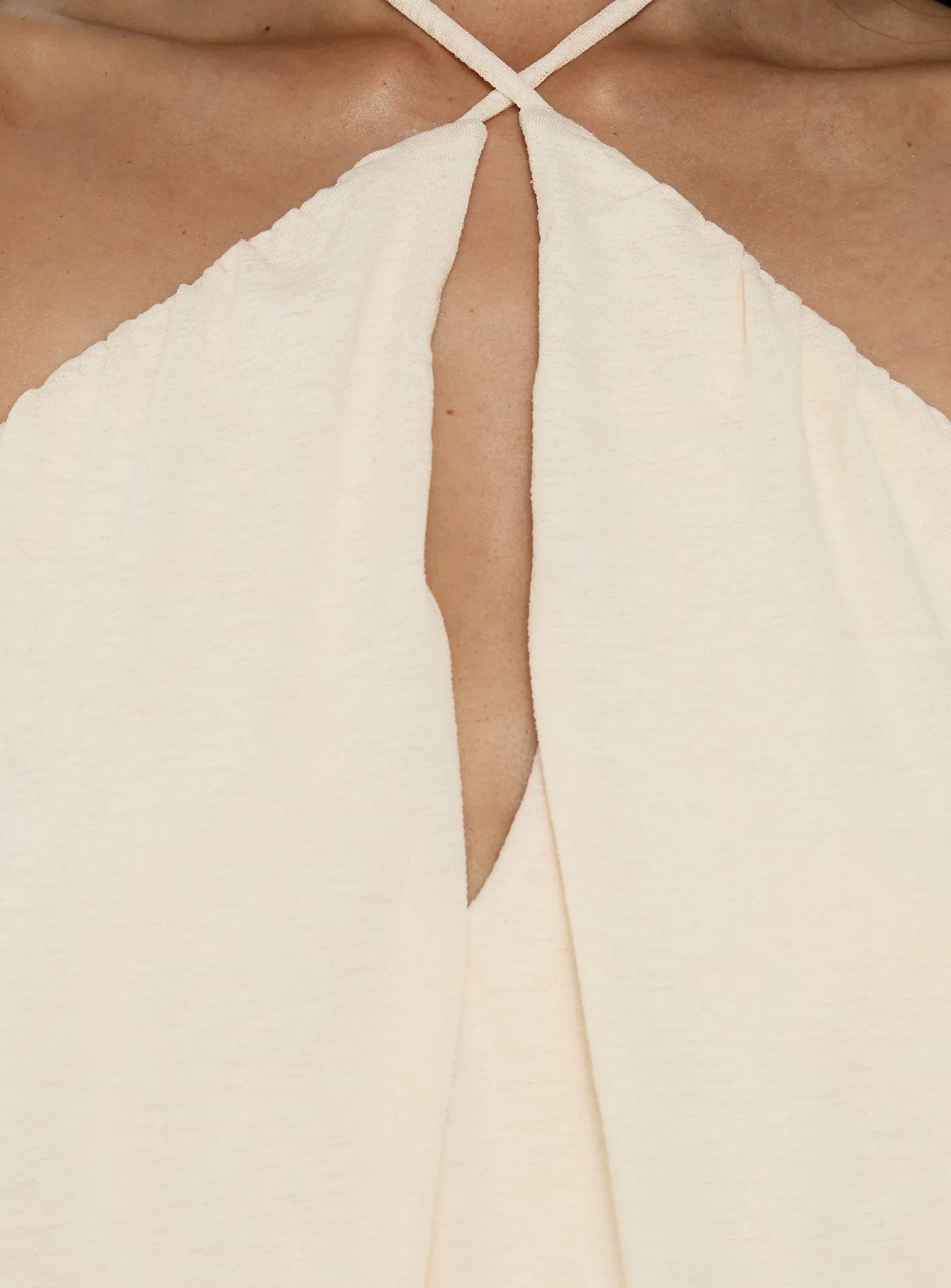 Evelia Keyhole Halter Mini Dress Butter Yellow sold by Princess Polly product image thumbnail 5