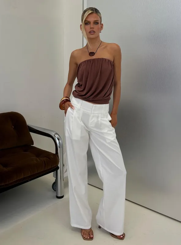 Two Lovers Linen Low Rise Pants White made by Princess Polly