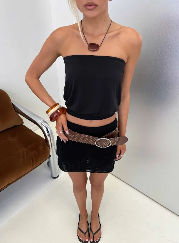 Wryn Strapless Blouson Tie Detail Top Black made by Princess Polly