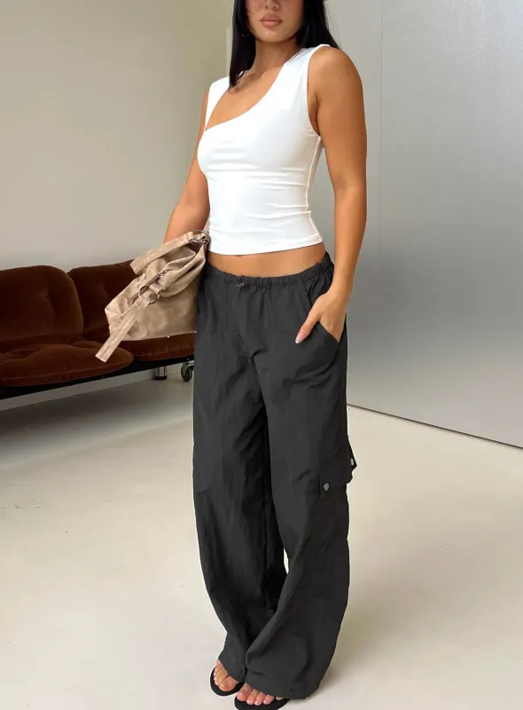 Lost On You Parachute Cargo Pants Charcoal made by Princess Polly
