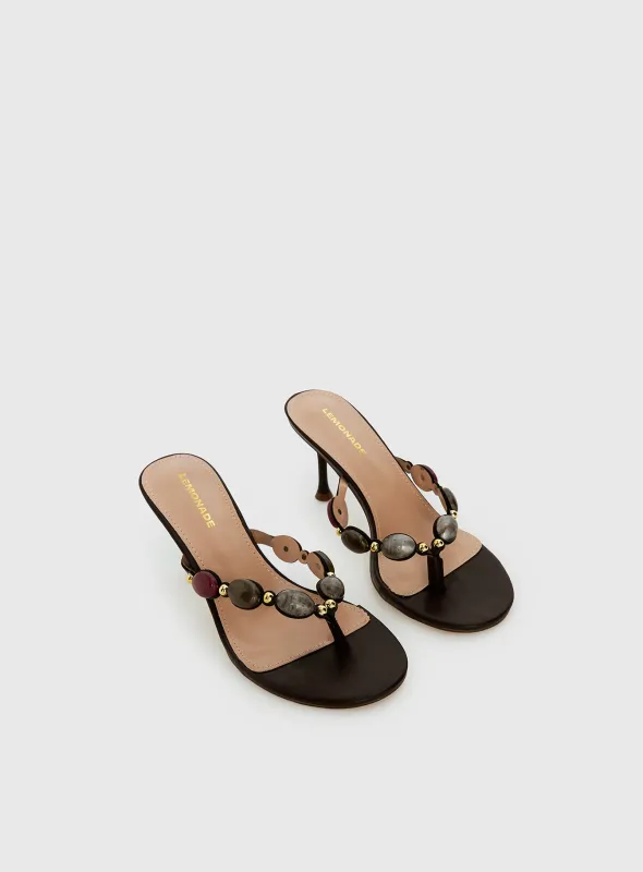Nina Bead Heels Chocolate made by Princess Polly