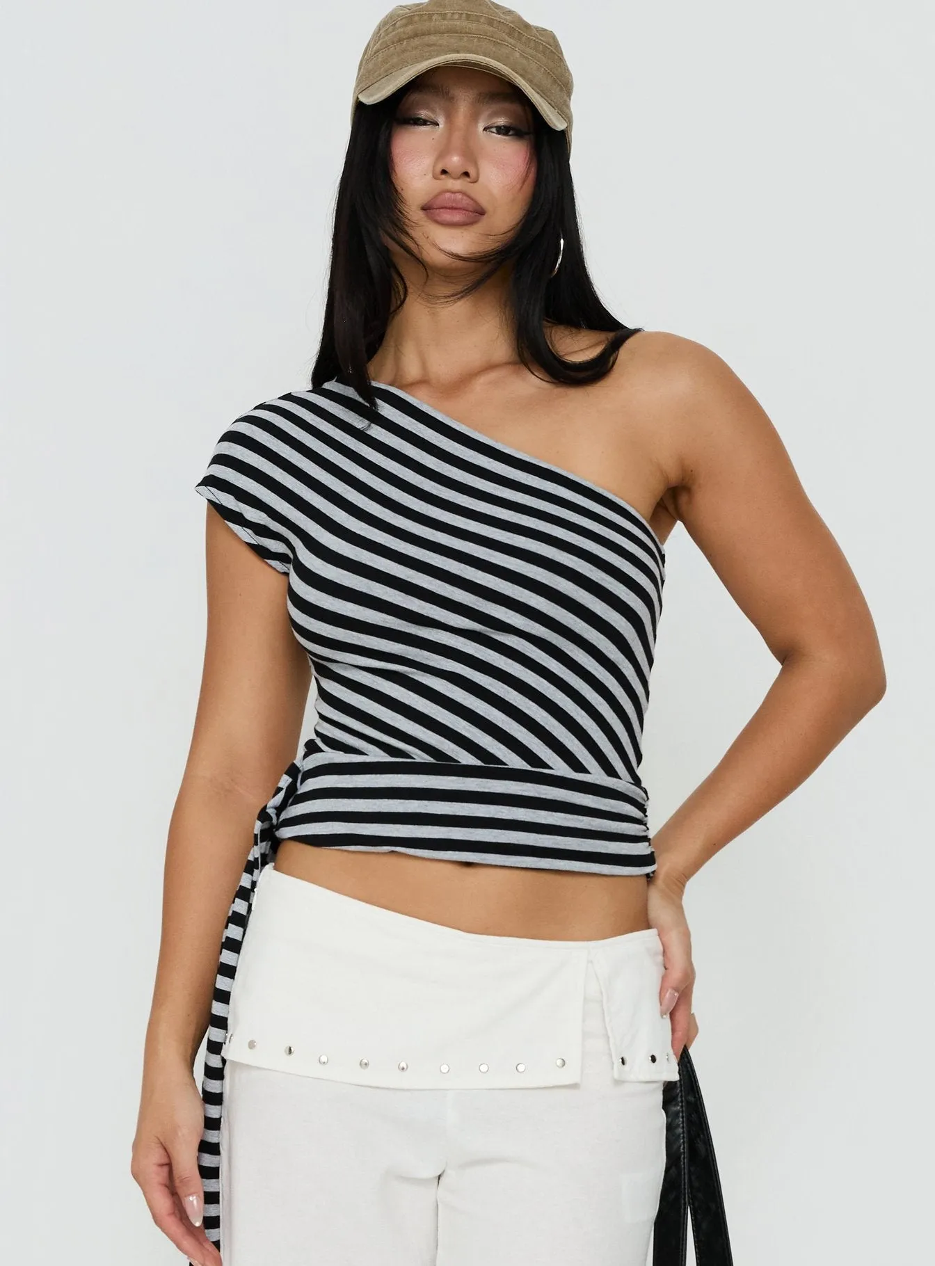 Lost Connection One Shoulder Top Multi Stripe sold by Princess Polly product image thumbnail 2