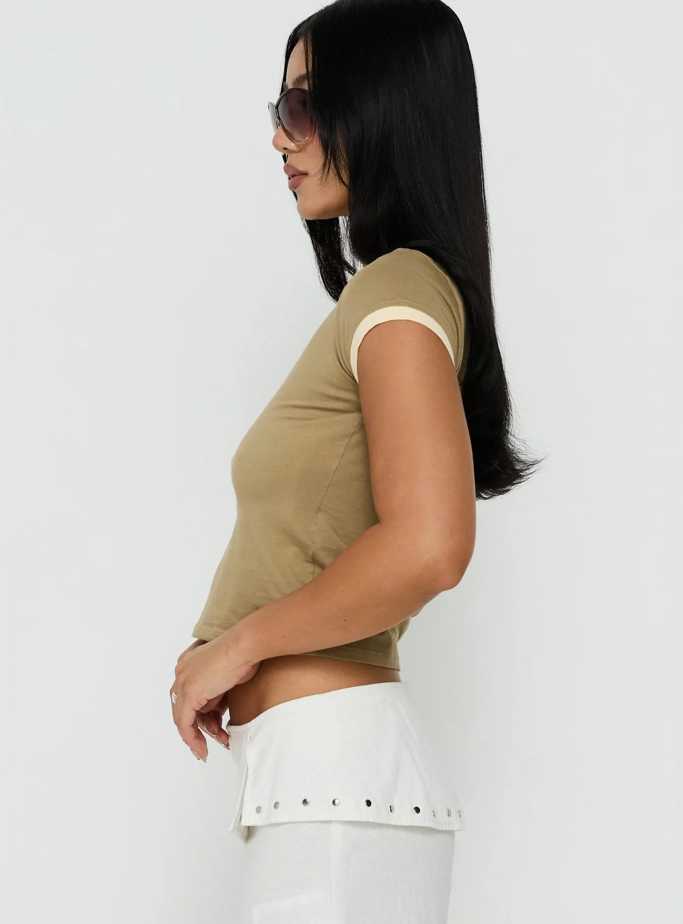 Sutin Tee Khaki Buttermilk Shell sold by Princess Polly product image thumbnail 4