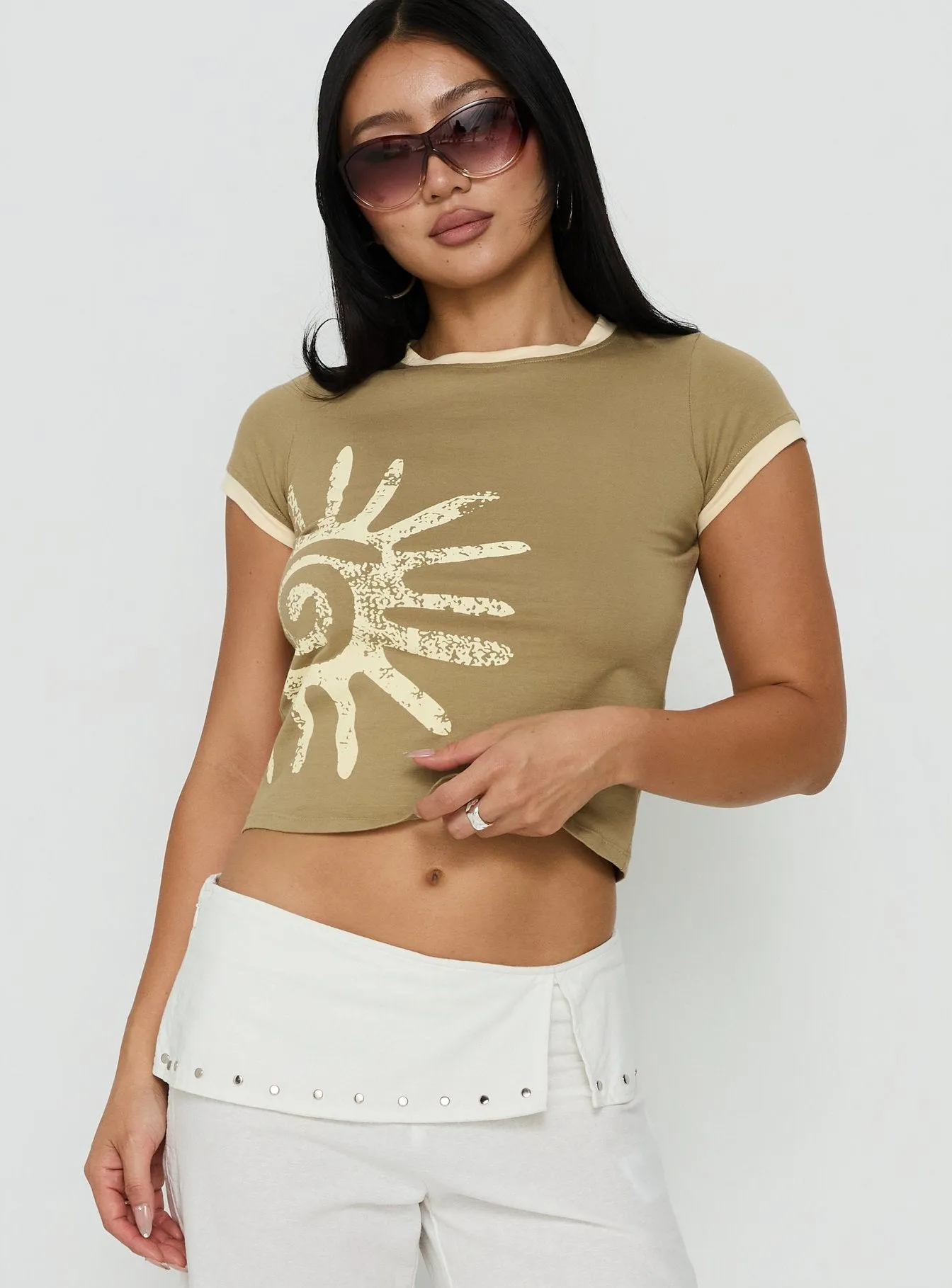 Sutin Tee Khaki Buttermilk Shell sold by Princess Polly product image thumbnail 2