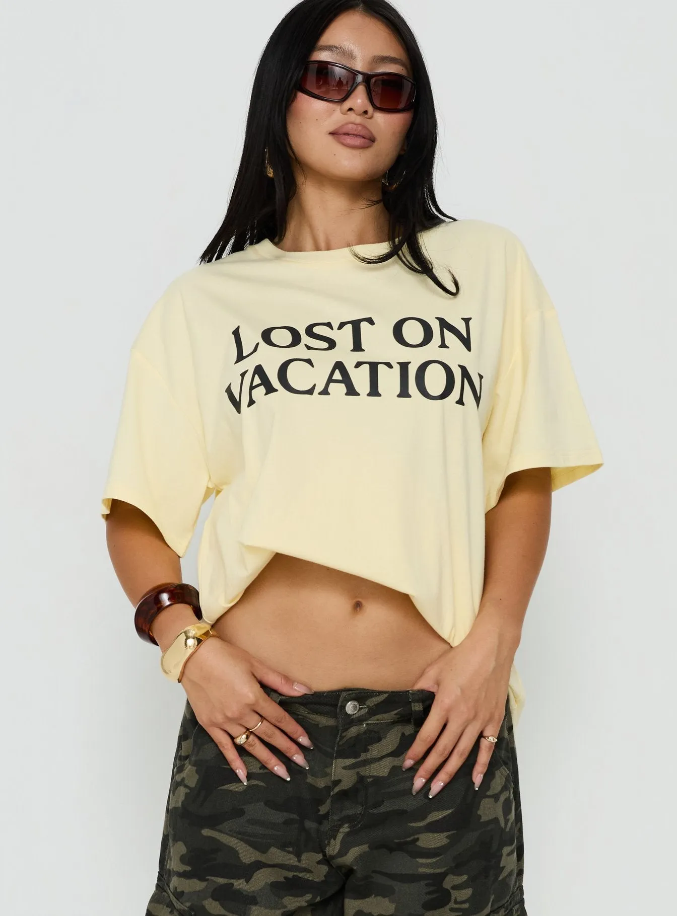 Lost On Vacation Oversized Tee Yellow sold by Princess Polly product image thumbnail 2