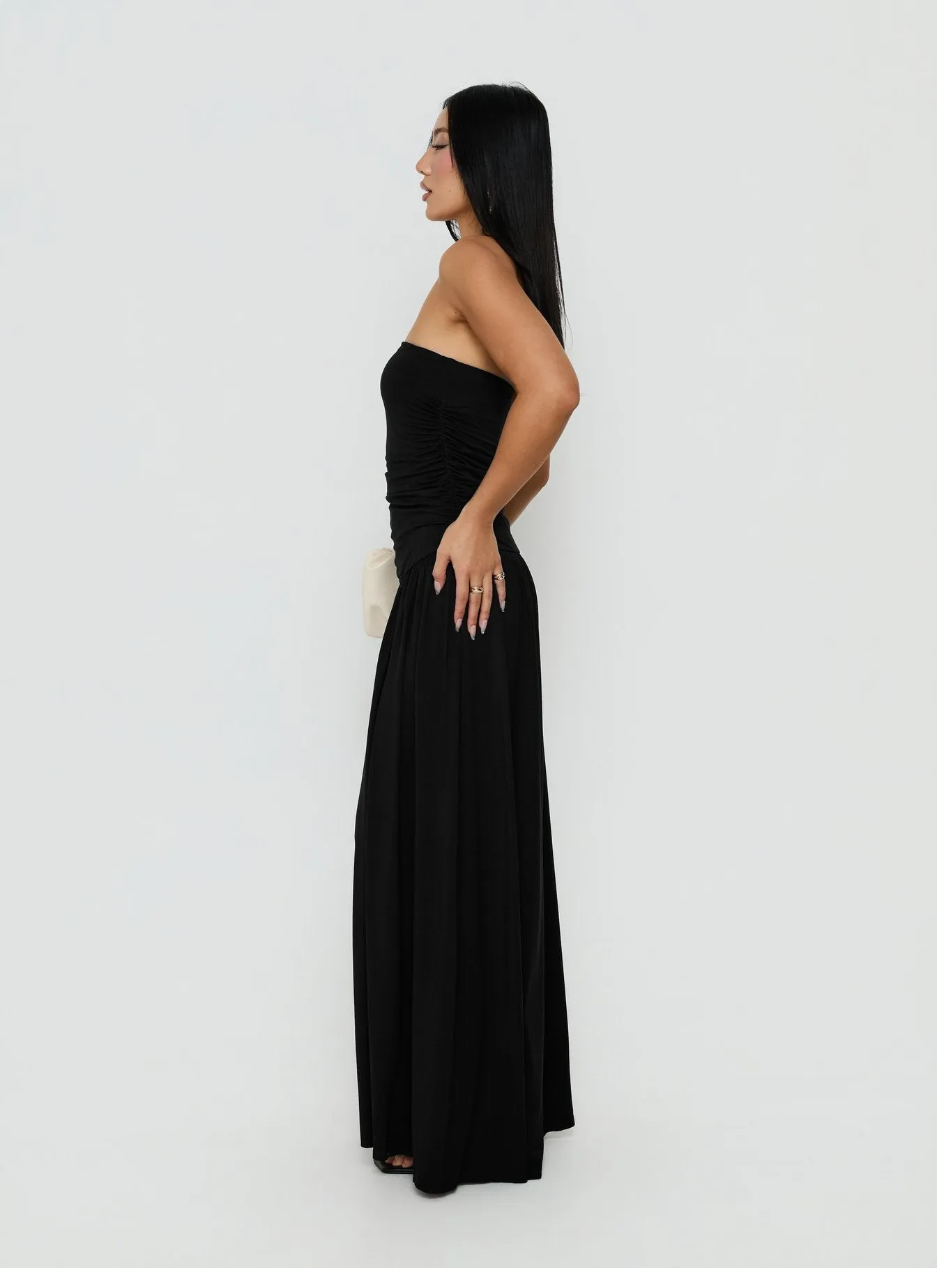 Adalisa Strapless Ruched Maxi Dress Black sold by Princess Polly product image thumbnail 3