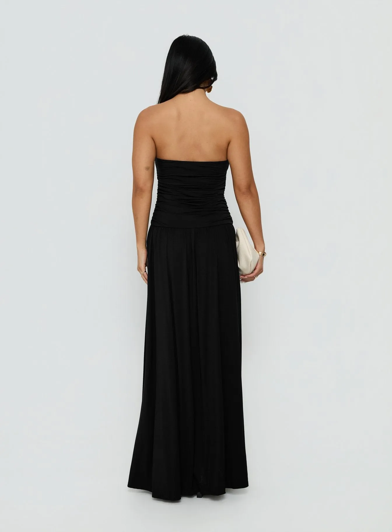 Adalisa Strapless Ruched Maxi Dress Black sold by Princess Polly product image thumbnail 4