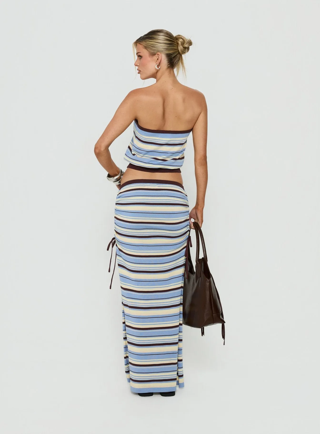 Osamie Knit Drawstring Maxi Skirt Multi Stripe sold by Princess Polly product image thumbnail 4