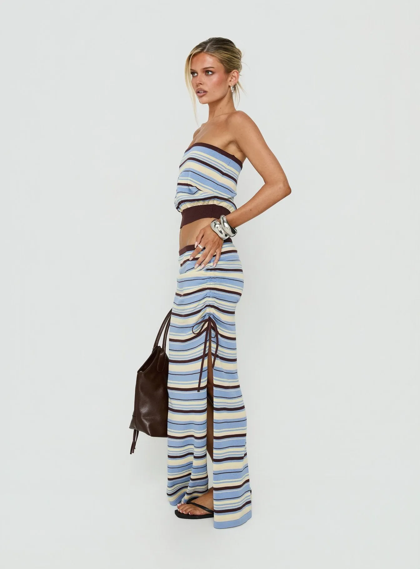 Osamie Knit Drawstring Maxi Skirt Multi Stripe sold by Princess Polly product image thumbnail 3