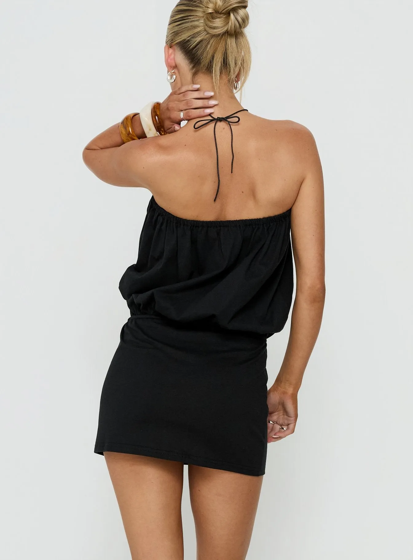 Upper Echelon Draped Strapless Mini Dress Black sold by Princess Polly product image thumbnail 4