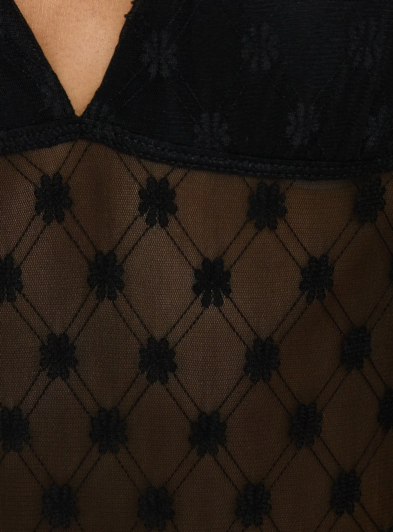 Marlyne Sheer Lace Plunge Neck Bodysuit Black sold by Princess Polly product image thumbnail 5