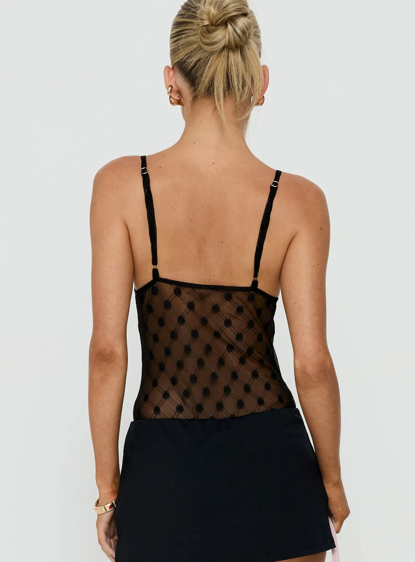 Marlyne Sheer Lace Plunge Neck Bodysuit Black sold by Princess Polly product image thumbnail 4
