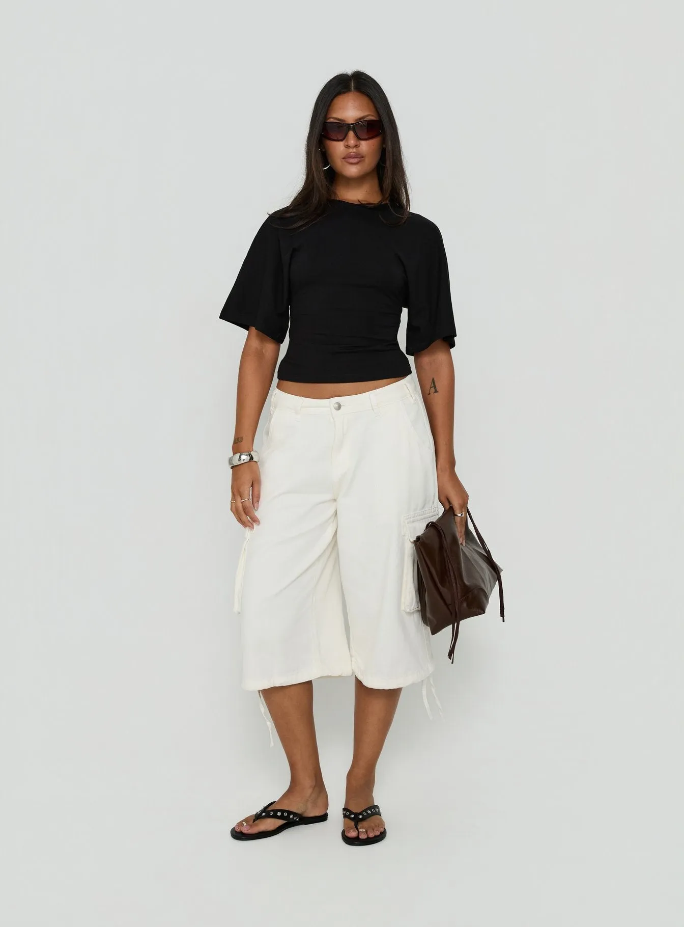 Nakota V Neck Cinched Tee Black sold by Princess Polly product image thumbnail 3