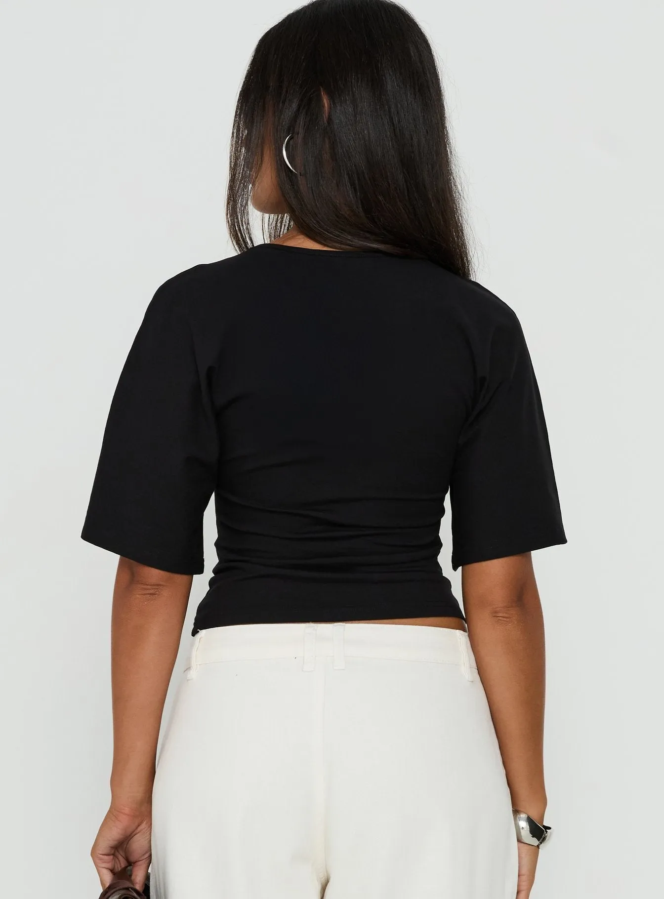 Nakota V Neck Cinched Tee Black sold by Princess Polly product image thumbnail 5
