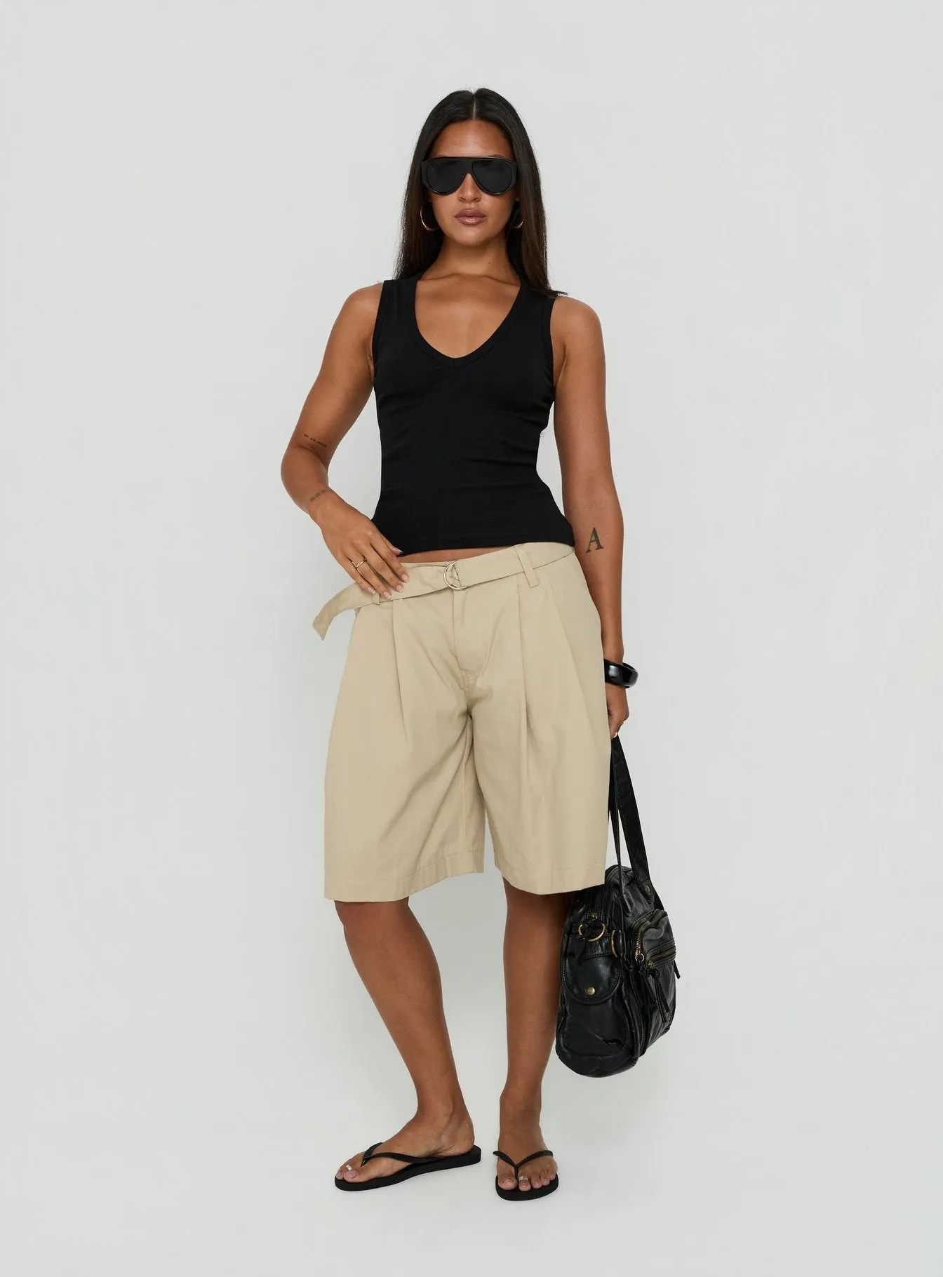 Baseline V Neck Rib Tank Top Black sold by Princess Polly product image thumbnail 2