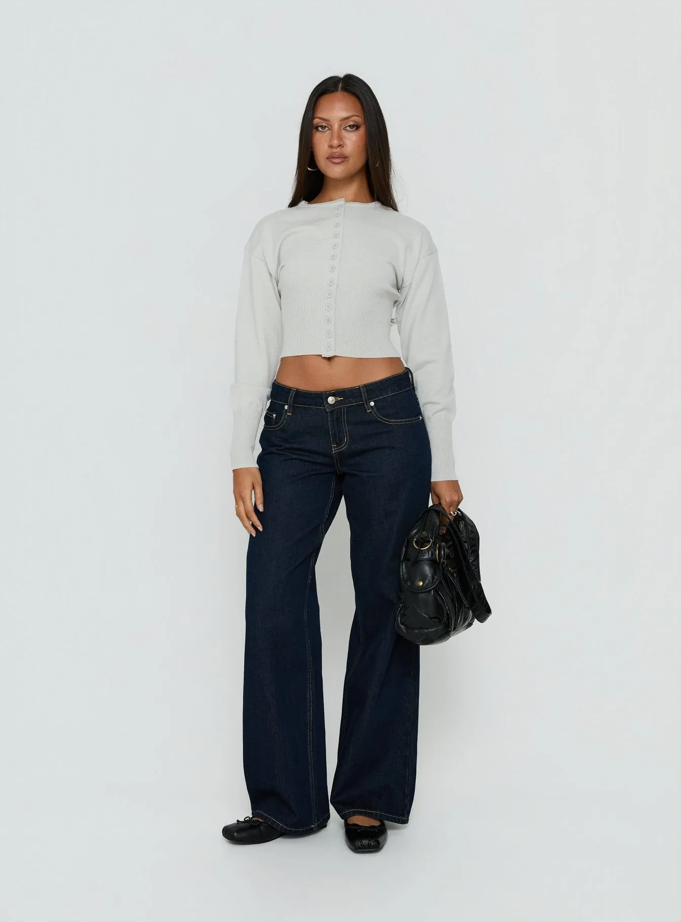 Emerina Cinched Button Down Cardigan Grey sold by Princess Polly product image thumbnail 2