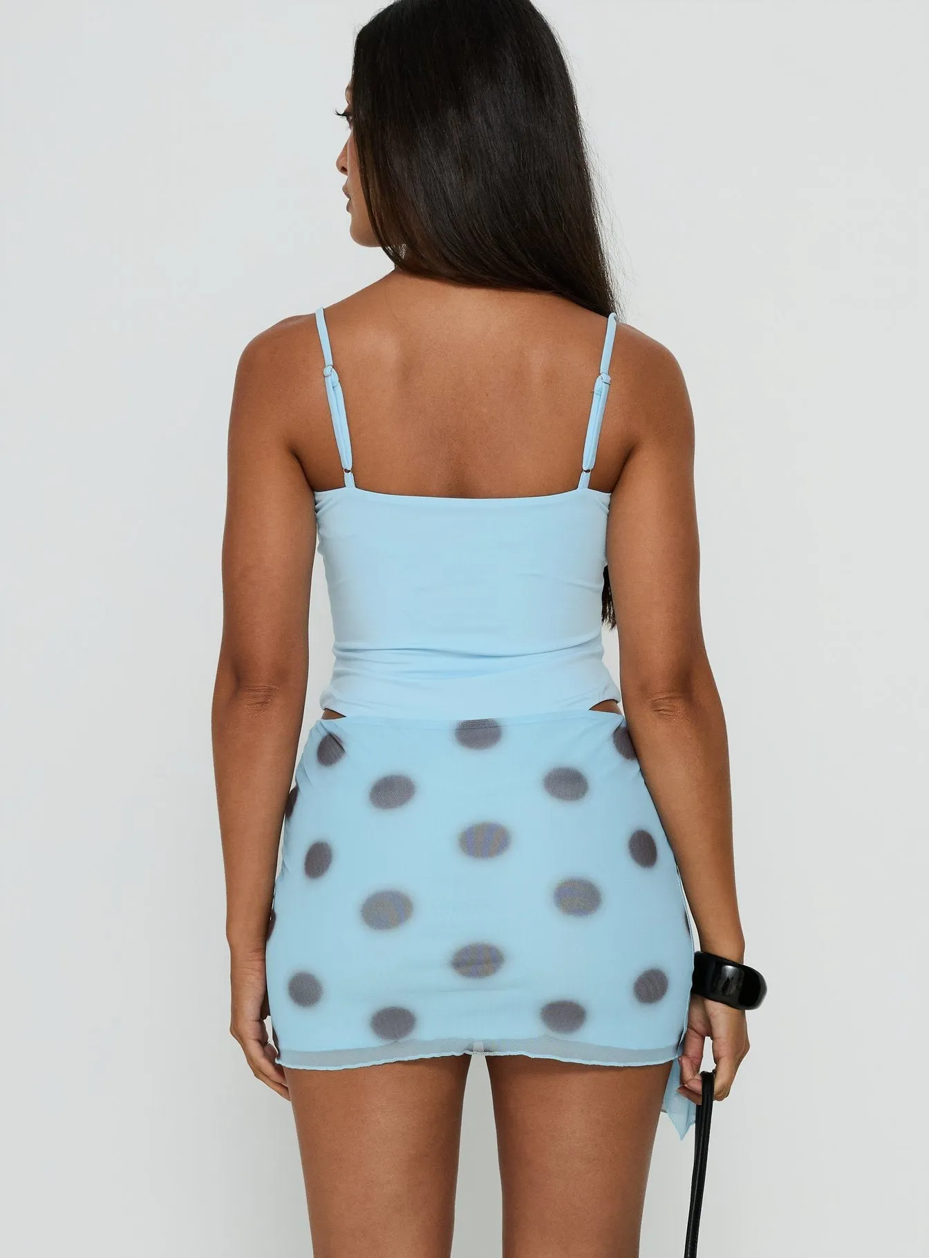 Cosmina Sarong Mini Dress Blurred Blue Polka Dot sold by Princess Polly product image thumbnail 4