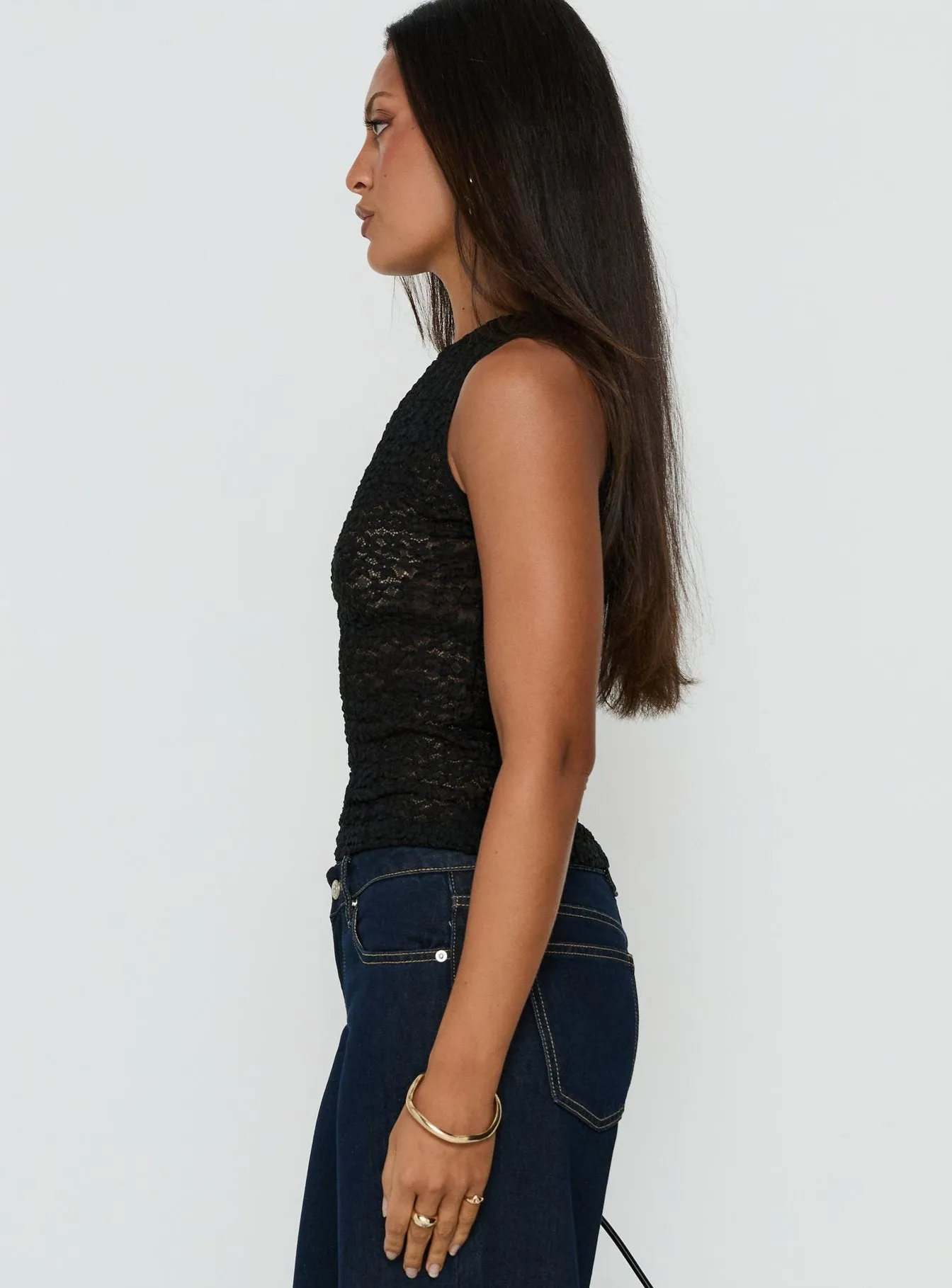Eyla Sheer One Shoulder Top Black sold by Princess Polly product image thumbnail 3