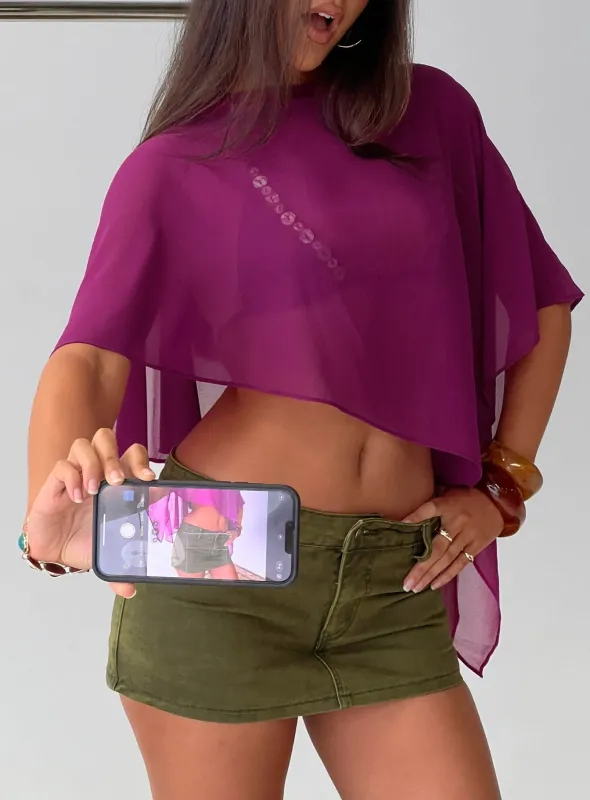 Mairelle Sheer Poncho Plum made by Princess Polly