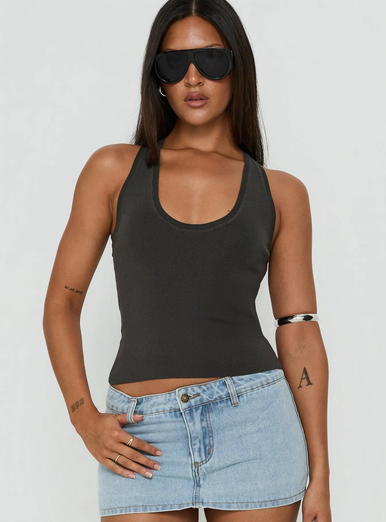 Solanah Knit Tank Top Charcoal sold by Princess Polly product image thumbnail 2