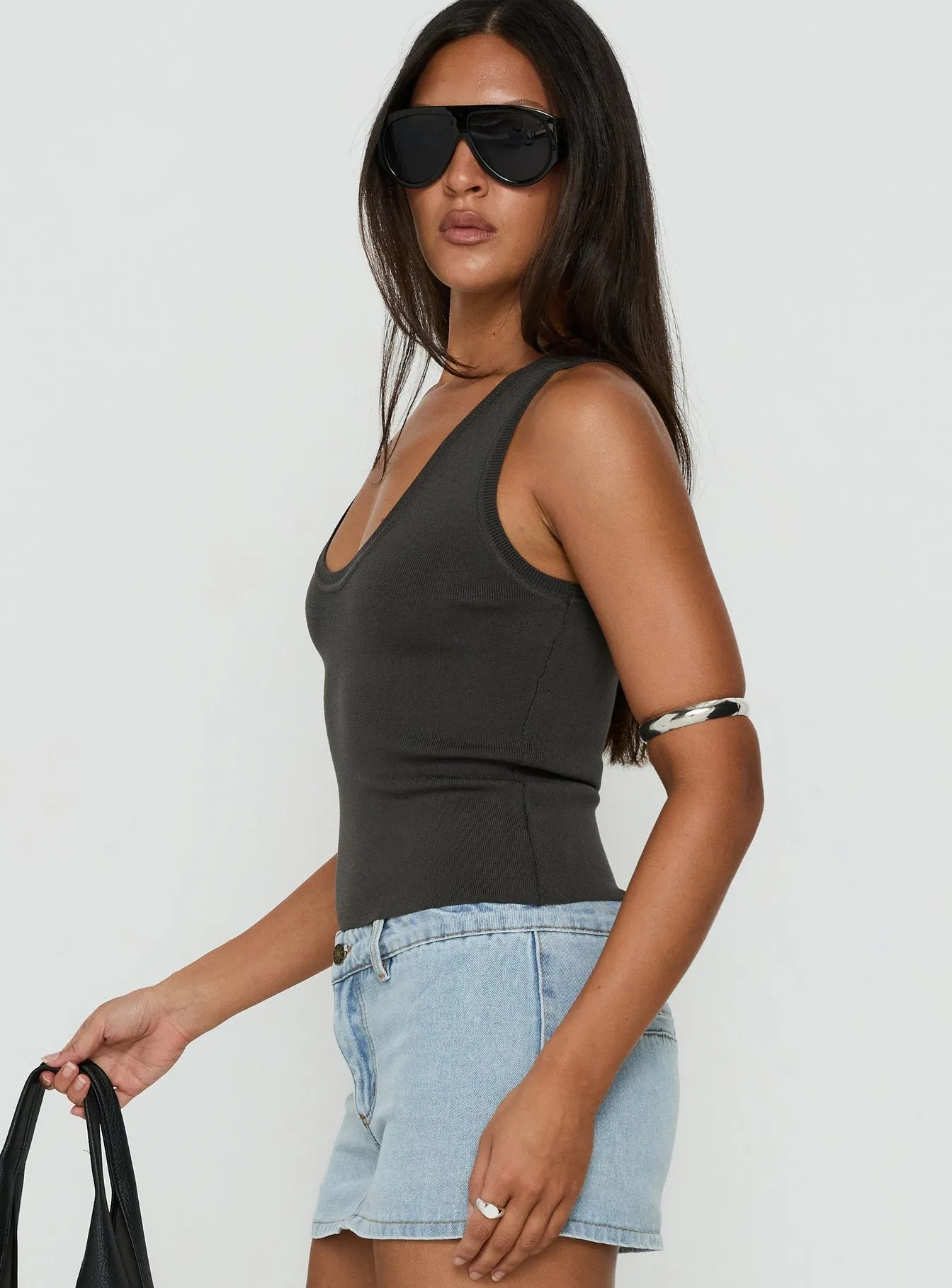 Solanah Knit Tank Top Charcoal sold by Princess Polly product image thumbnail 4